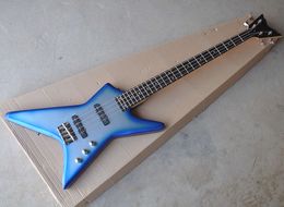 Free Shipping 4 Strings Shining Blue Electric Bass with 24 Frets,Rosewood Fretboard,Can be Customised