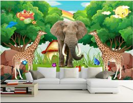 High Quality Custom photo wallpaper 3d mural wall paper Animal paradise elephant forest beautiful cartoon children's room kids room murals