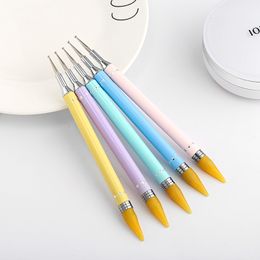 Diamond Embroidery Double Head Point Drill Pen Dot Painting Point Pen Nail Art Rhinestone Picker Wax Pencil Crystal Handle Tool 5 Colours DHL