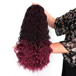 Pre twisted wave Senegalese Twist half curl Crochet Braids hair 16inch Synthetic Hair Extensions 35 strands 1 pcsblack Coloured ombre purple