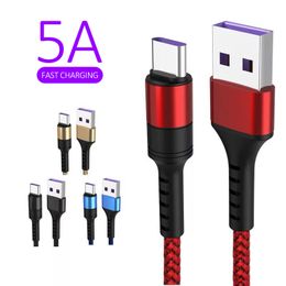 USB Type C Cable Fast Charge Wire Type-C Charging Cable Charger Super Fast Charge Data Line 5A USB Cable for Huawei Xiaomi