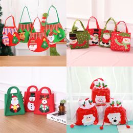 Christmas Gift Bag Candy Storage Pouch Felt Cloth Handbag Santa Gift Bags Xmas Candy Gift Container Home Decoration