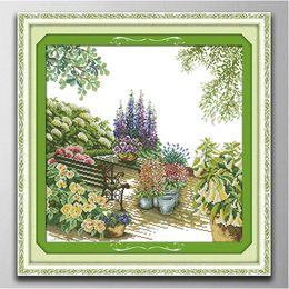 Flower courtyard Handmade Cross Stitch Craft Tools Embroidery Needlework sets counted print on canvas DMC 14CT /11CT