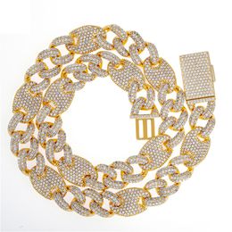 15mm 18/20/22/24inch Gold Silver Colours Ice Out CZ Stone Chain Necklace Bracelet Rapper Street Jewellery for Men Hot Sale