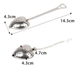 200pcs "Tea Time" Heart Tea Infuser Heart-Shaped Stainless Herbal Tea Infuser Spoon Filter#36802