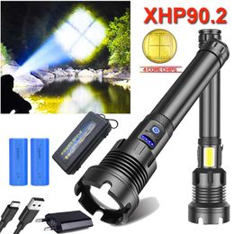 300000 LM XHP90.2 Most Powerful LED USB Rechargeable LED Display Torch XHP90 XHP70 Hand Lamp 18650 Tactical Light