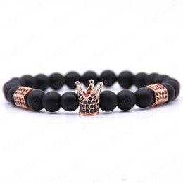 Handmade Mens and Womens Gold/White/Black Metal Crown Charm Elastic Bracelet Handmade Stretchy Bracelet