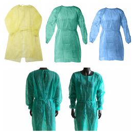 Non-woven Protection Gown Unisex Disposable Protective Isolation Clothing 3 Colours Dustproof Gown Kitchen Apron CCA12336 120pcs