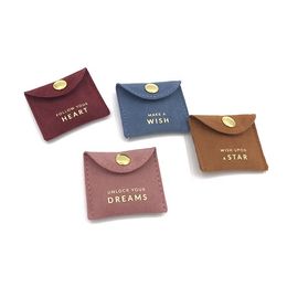 2020 hot sale custom printed gold logo mini envelope Jewellery bag Snap button closure luxury suede necklace pouch with flap
