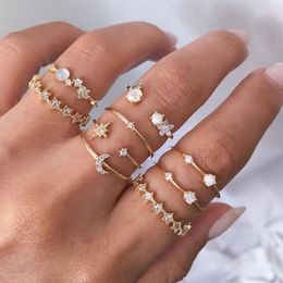 Women Bohemian Star Moon Style Ring Creative Retro Simple Alloy Joint Rings Fashion Jewellery 9 piece / set