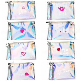 makeup bags colorful laser women makeup bag cool holographic clutch cosmetic bag transparent bag kids girl mini bags free
