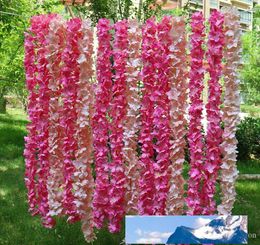 80"(2meters) Long Artificial Silk Flower Hydrangea Wisteria Garland For Garden Home Wedding Decoration Supplies 8 Colours Available HW011