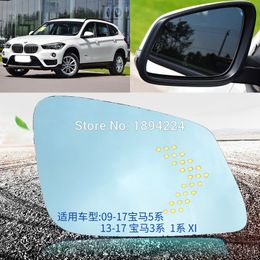 For BMW 3 Series / 5 Series Car Rearview Mirror Wide Angle Blue Mirror Arrow LED Turning Signal Lights