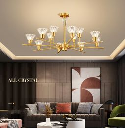 Modern Nordic crystal glass chandelier living room pendant lights bedroom pure copper lamps light creative original lighting ceiling lights