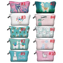 MPB002 Carton Alpaca Print Cosmetic Bags Girl Ladies Hand Bag Nylon Fabric Makeup Travel Storage Bag Free Shipping
