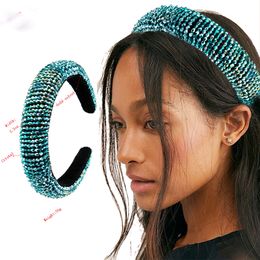 Shiny Colourful Crystal Headband for Woman Elegant Thick Sponge Hair Band Hair Accessories 2.5cm Width 5 Colours Headwear