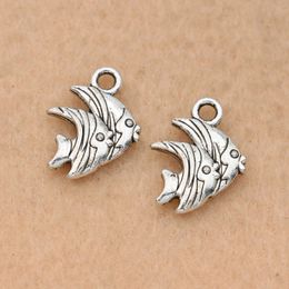 100pcs Antique Silver Plated Fish Charm Pendant fit Bracelet Necklace Jewelry DIY Making Accessories 15x12mm