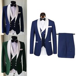 3 Pcs Solid Colour Mens Suits Designer Wedding Tuxedos 2020 Slim Fit Groom Groomsmen Suit Mens Formal Wear