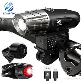 USB Rechargeable LED Flashlight Bicycle Light Bike Lamp Front LED Headlight For night riding, fishing, hunting, camping, etc.