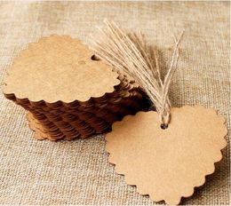 100pcs /lot 6*5.5cm Kraft Paper Blank Heart Shape Gift Tag Retro Hang tag (String Included)