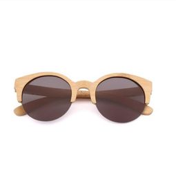 2022 BEMUCNA Cat Eye Sunglasses Women Designer Semi-Rimless Wood Sunglasses Men Bamboo Sun Glasses For Men UV400