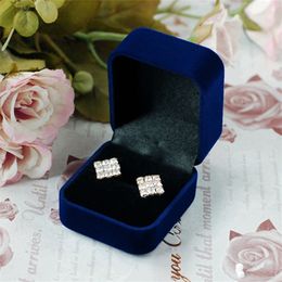 Hot Sale High Quality Wholesale 12pc/lot 5.8*5*4cm Blue Velvet Jewelry Packaging Box Earring Display Wedding Ring Gift Box