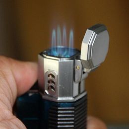 2020 Powerful 4 Nozzles Torch Gas Lighter Windproof Jet Butane Turbo Lighter Inflatable Cigar Pipe 1300 C Spray Gun Free 4 Fire Gift for Man