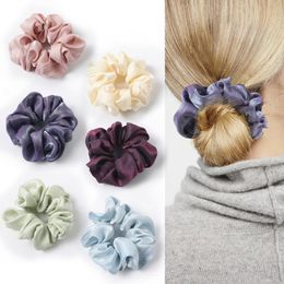 Silky Scrunchies Hairband Solid Elastic Hair Band Stretchy Hairbands Women Loop Holder Girls Hair Accessories 20 Colors DW5099