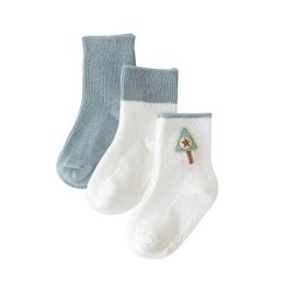 3 Pairs/Lot Newborn Baby Kids Socks Whit Grips Cotton Cartoon Breathable Mid Tube Socks for Children Boys Girls 0-3 Years