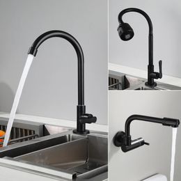 5 Type Brass Kitchen Sink Faucet Single Handle Single Cold Water Tap Wall Mount/Deck Mount 360° Rotate Flexible Spout Fauce