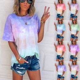 2020 Fashion Women Clothes Rainbow T-shirt Ladies Tie-dye Gradient Rainbow Short T-shirt Maternity Tops Tees Clothing M1382