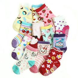 Toddler Girl Socks Cartoon Newborn Girl Cotton Socks Anti Slip Infant Floor Sock Baby Girl Foot Warmer 100 Lots DW4530