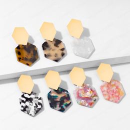 Boho Acrylic Dangle Earrings for Women Fashion Marble Tortoiseshell Geometry Acetate Party Jewelry Statement Girls Party Jewelry