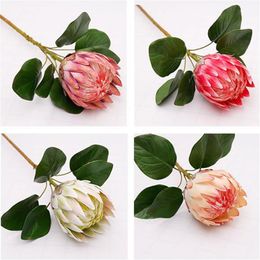 Faux Protea Cynaroides Flower Stem 27.56" Length Simulation 3D Neptune for Home Wedding Decorative Artificial Flowers