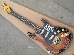 Handmade Retro Electric Guitar with SRV Pickguard,SSs Pickups,Rosewood Fingerboard,Gold Harswares,offering Customised services