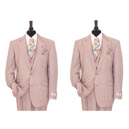 3piece pink pinstripe wedding suits handsome custom made tuxedos party formal business suits peaked lapel blazer two button men suits