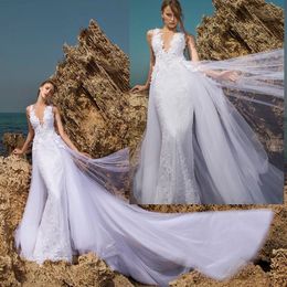 Detachable Train Wedding Dresses Removable Skirt Bridal Gowns Plus Size 2 4 6 8 10 12 14 16 18 20 22 24