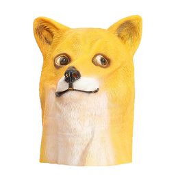 Doge Head Mask Creepy Animal Halloween Costume Theater Prop Latex Party Toy