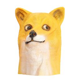 Doge Head Mask Creepy Animal Halloween Costume Theatre Prop Latex Party Toy