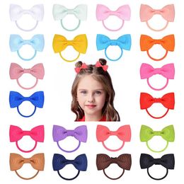 20Pcs 2.6 Inch Small Bowknot Elastic Hair Bands Girls Ribbon Bows Girls Hair Rope Hair Accessories Headwear Beautiful HuiLin