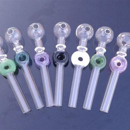 300pcs New Arrival Glass Donut Pyrex Oil Burner Pipe Glass Colourful Smoking Pipes Smoking Accessories Straight Tube Hand Pipes SW45