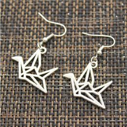 20Pair Silver Plated Origami Paper Cranes Dangle Drop Earrings Charms Pendant Earrings Ear Stud DIY Jewelry NEW