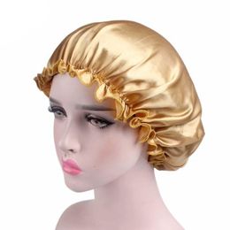 New Arrival Women Solid Colour Bonnet Night Sleep Cap Satin Headwear Headwrap Hair Care Hat Fashion Accessories