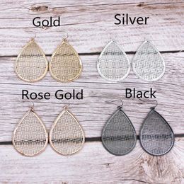 Fashion New Gold Cut Out Silver Filigree Teardrop Dangle Earrings for Women 2020 Unique Chunky Water Drop Jewelry Accessories