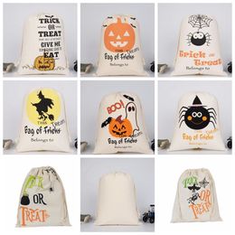 Halloween Gift Bags Monogrammable Pumpkin Bags Treat or Trick Bag Drawstring Canvas Bag Children Gift Organizer 8 Designs 1000pcs DW5560