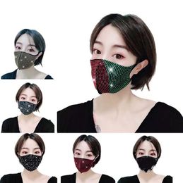 Fashion Luxury Sequins Face Mask Rhinestones Mask Breathable Women Masks Unisex Reusable Washable Cycling Outdoor Designer Face Mask