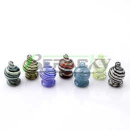 DHL!!! Beracky 25mmOD Striped Glass Bubble Carb Cap Color Carb Caps Bubble Caps Heady Glass Caps For Quartz Banger Nails Dab Rigs Bongs