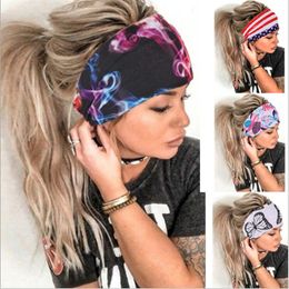 Yoga Headbands with Button Floral Tie-dye Sports Headband Elastic Printed Headbands Headwrap Working Out Gym Hair Bands Sport Exercise B7594