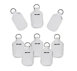 Neoprene Keychain for for 30ml Hand Sanitizer Mini Bottle Cover White Color Rectangle Shape Chapstick Holder 30pcs Epacket free