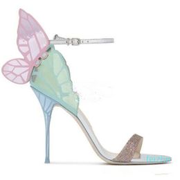 Hot Sale-Женщины Красочные бабочки Высокие каблуки гладиатор сандалии партии Свадебная обувь женщина